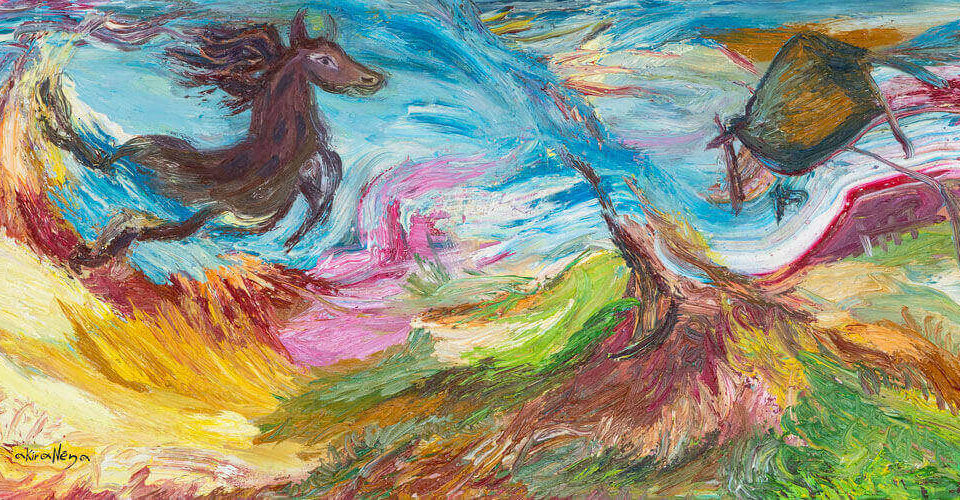 H akiraNena ζωγραφίζει τον καλπασμό ενός αλόγου