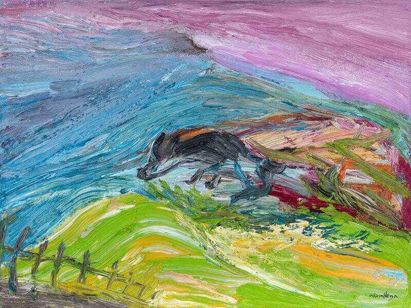 H akiraNena ζωγραφίζει έναν λογό στο λιβάδι