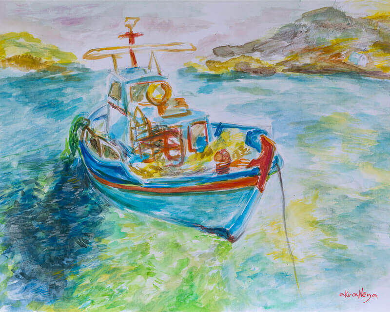 H akiraNena ζωγραφίζει ένα ψαράδικο καϊκι.