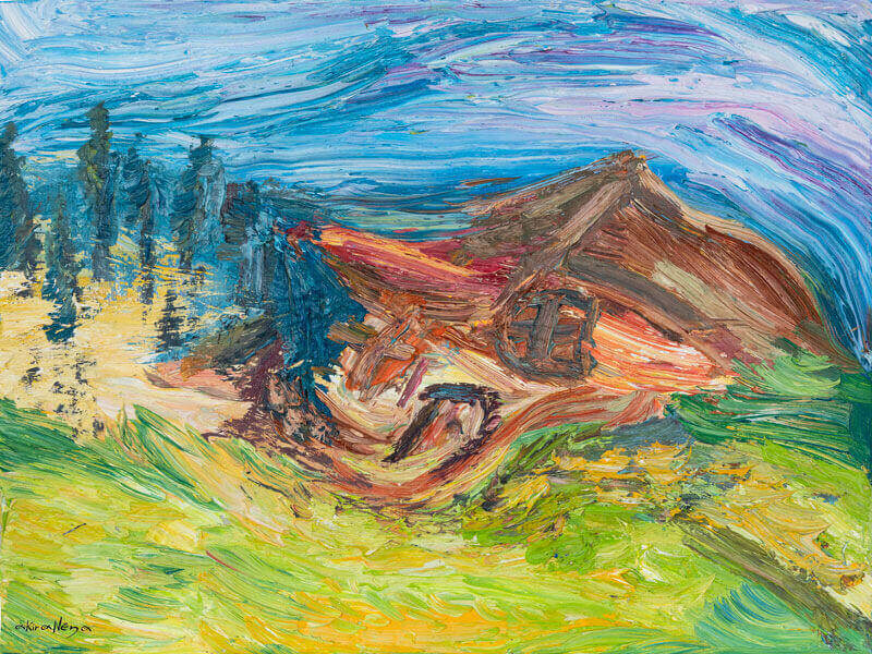 H akiraNena ζωγραφίζει ένα λόφο με κυπαρίσσια